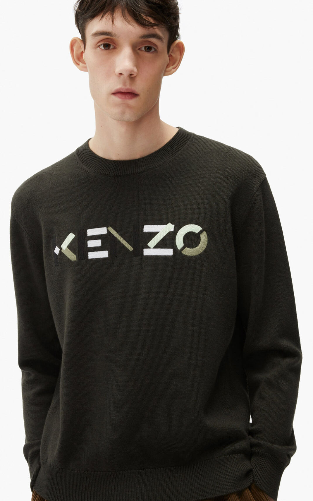 Kenzo Logo merino wool Jerseys Hombre Gris Gris | 4109623-RK